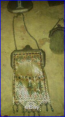 Silver Plated Mesh Handbag Antique Lot Ornate Steel Bead Art Deco 1920's other