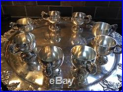 Silver Plated Punch Bowl Set 10 Pieces, EGW&S International Silver Co. Vintage