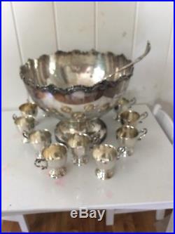 Silver Plated Punch Bowl Vintage Set