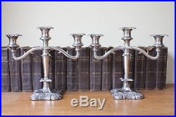 Silver Plated Vintage Candelabra. Old Three Arm Rococo Style Candlesticks