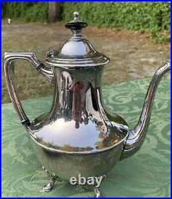 Silver-plate Crescent Coffee & Tea Set WithUniversal Tray Vintage Needs Polishing