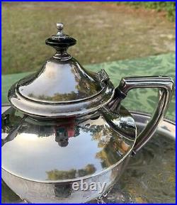 Silver-plate Crescent Coffee & Tea Set WithUniversal Tray Vintage Needs Polishing