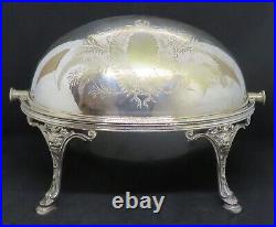 Silver plate electroplate vintage Victorian antique footed roller bacon warmer