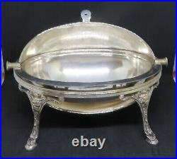 Silver plate electroplate vintage Victorian antique footed roller bacon warmer