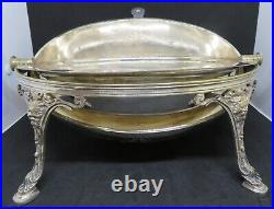 Silver plate electroplate vintage Victorian antique footed roller bacon warmer