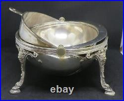 Silver plate electroplate vintage Victorian antique footed roller bacon warmer