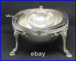 Silver plate electroplate vintage Victorian antique footed roller bacon warmer