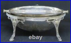 Silver plate electroplate vintage Victorian antique footed roller bacon warmer