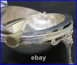 Silver plate electroplate vintage Victorian antique footed roller bacon warmer