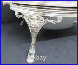 Silver plate electroplate vintage Victorian antique footed roller bacon warmer