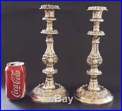 Silver plate vintage Victorian antique pair of tall candlesticks