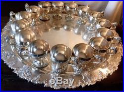 Silverplated Punch bowl Set VINTAGE Grape Pattern Webster Wilcox International
