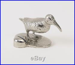Six Vintage Cast Metal Silver Plated Wading Bird Menu or Place Card Holders