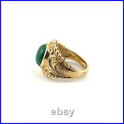 Sterling Silver 925 Gold Plate Vermeil Vintage Malachite Ring Size 8.75