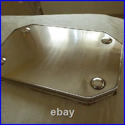 Stunning English Silver Plate Gallery Drinks Serving Butlers Tray 22.5 x 14.25