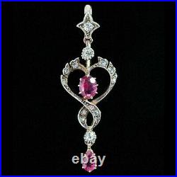 Stunning Vintage Art Deco Pendant 14K White Gold Plated Simulated Silver