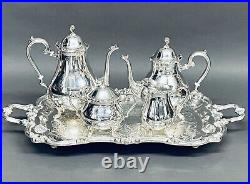 Stunning Vintage Set of 5 Tea Set Silver Plate on Copper By Leonard Silver Co