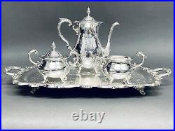 Stunning Vintage Set of Four Old English By Poole Tea Set Silver Plate