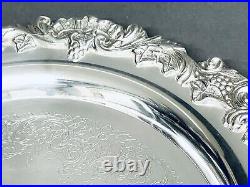 Stunning Vintage Victorian Style 11.5 Inches Diameter Round Silver Plate Tray