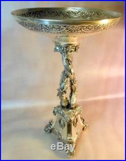 Stunning Vtg Silverplate Centerpiece Compote Tazza GRAPES Vine Empire Regency