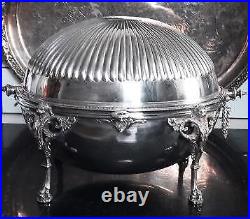 Superb Antique Large Mappin & Webb Silver Plated Domed Tambour Breakfast Server