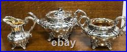 Superb Old Sheffield plate 3 piece tea set with silver finial Sheffield 1841