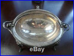 Superb Quality Antique Silver Plated RAMS HEAD Revolving Breakfast Dish 1910