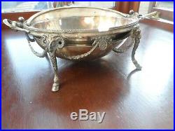 Superb Quality Antique Silver Plated RAMS HEAD Revolving Breakfast Dish 1910