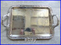Superb & Rare Large Antique Christofle Gallia Silver Plate Engraved Serving Tray