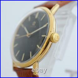 Swiss 1966' Omega Geneve 131.019 Gold Plated Manual Wind Black Dial Vintage