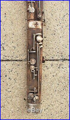 ThriftCHI Antique Wood Bassoon with Silver Plate Fittings 53 Long German