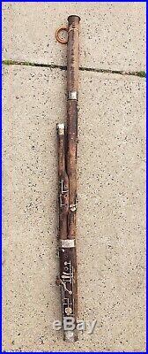 ThriftCHI Antique Wood Bassoon with Silver Plate Fittings 53 Long German