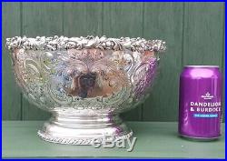 Traditional Ornate Vintage Possibly Antique Silver Plate Punch Bowl
