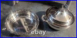 Two Vintage Silver serving bowls with serving spoon & Lid