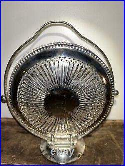 Unusual Vintage English Silver Plate 3 Tier Floral Edge Folding Dessert Tray