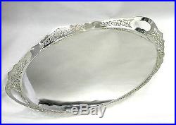 VERY LARGE VINTAGE SILVER PLATED OVAL TEA TRAY / SERVING TRAY c. 1920