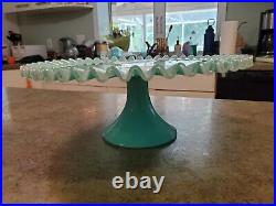 VERY RARE Vintage Turquoise Silver Crest Large Pedestal Cake Serving Plate 13