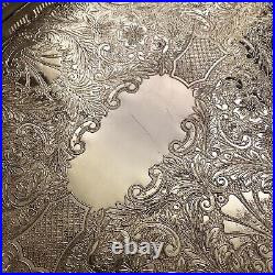 VINERS Vintage Silver Plated Oval Gallery Tea Drinks Serving Butlers Tray