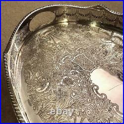 VINERS Vintage Silver Plated Oval Gallery Tea Drinks Serving Butlers Tray