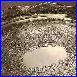 VINERS Vintage Silver Plated Oval Gallery Tea Drinks Serving Butlers Tray