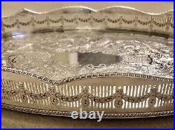 VINERS Vintage Silver Plated Oval Gallery Tea Drinks Serving Butlers Tray