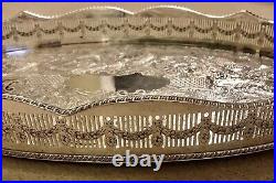 VINERS Vintage Silver Plated Oval Gallery Tea Drinks Serving Butlers Tray