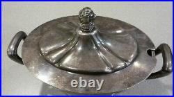 VINTAGE 1920s THE STEVENS HOTEL GRAVY TUREEN WALLACE SILVER PLATE 16OZ 8x5 1/2
