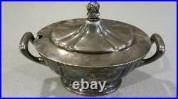 VINTAGE 1920s THE STEVENS HOTEL GRAVY TUREEN WALLACE SILVER PLATE 16OZ 8x5 1/2