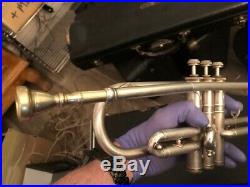 VINTAGE (1927/1928) CG CONN Model #22B NICKLE PLATED TRUMPET with ACCESSORIES