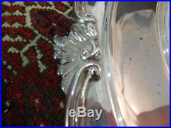 Vintage Beautiful French Solid Silver Plate Scallop Edged Tray Nearly 3 Lbs