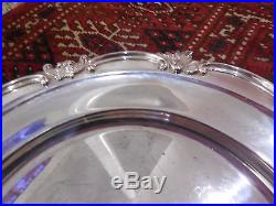 Vintage Beautiful French Solid Silver Plate Scallop Edged Tray Nearly 3 Lbs