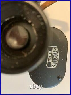 VINTAGE Carl Zeiss 6 X 24 Sportur Binocular Germany Leather Case Silver Plate