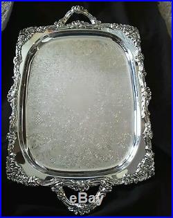 Vintage Gorham Alvin Footed Silverplate Serving Butler Tray Great Detail