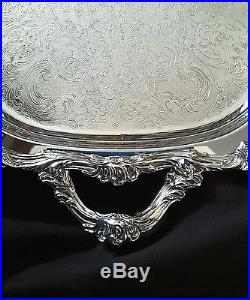 Vintage Gorham Alvin Footed Silverplate Serving Butler Tray Great Detail